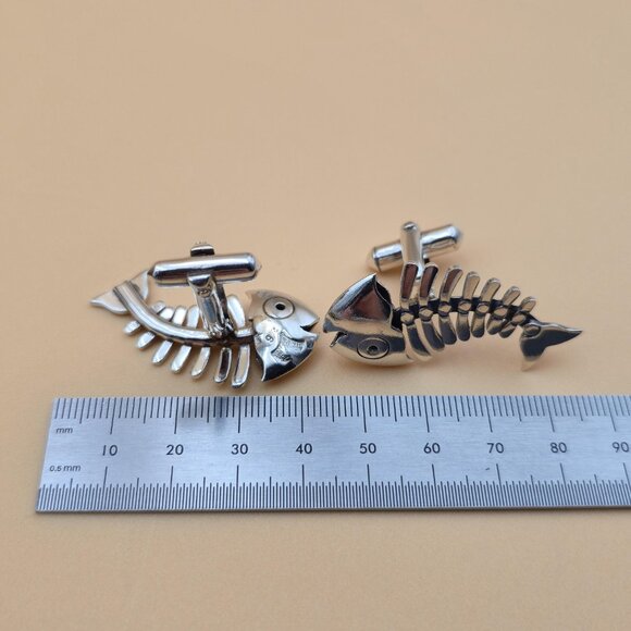 970 Silver Silversmith Antonio Pineda 1950s Bone Fish Cufflinks B699 - Picture 5 of 6